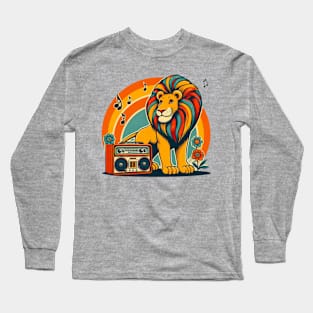 Retro Music Lion - Vintage Groove King Long Sleeve T-Shirt